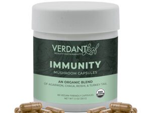 Verdant Leaf Immunity mushroom capsules. Immune system.