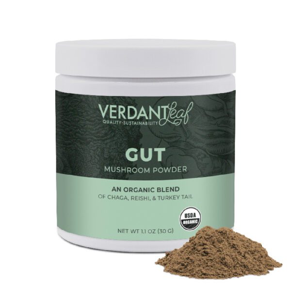 Verdant Leaf Gut mushroom powder. Gut health.